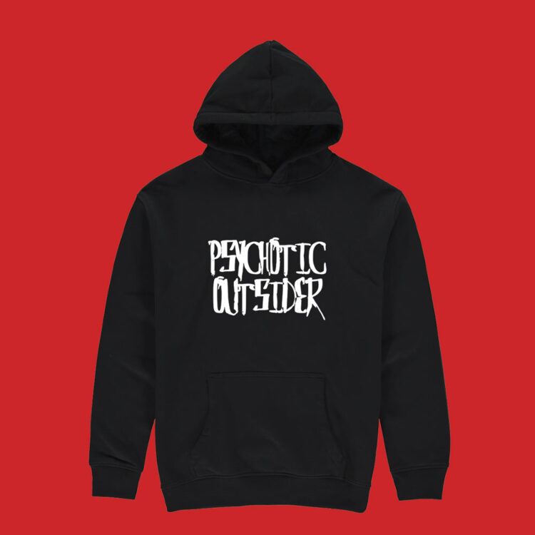Image of a black hoodie with the band logo for illustration purposes