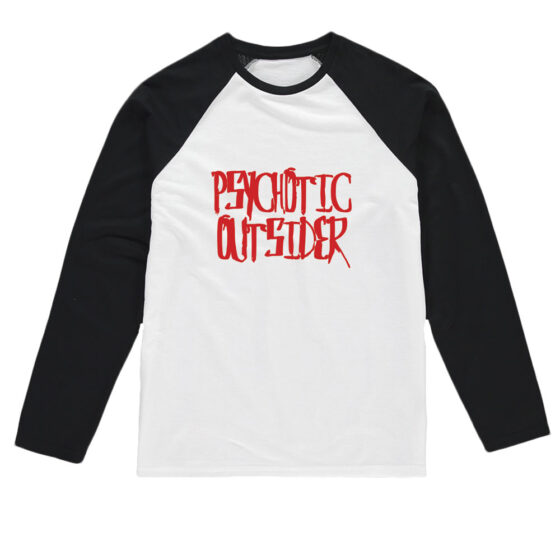 Image for illustration purposes. Raglan white t-shirt displaying the band logo.