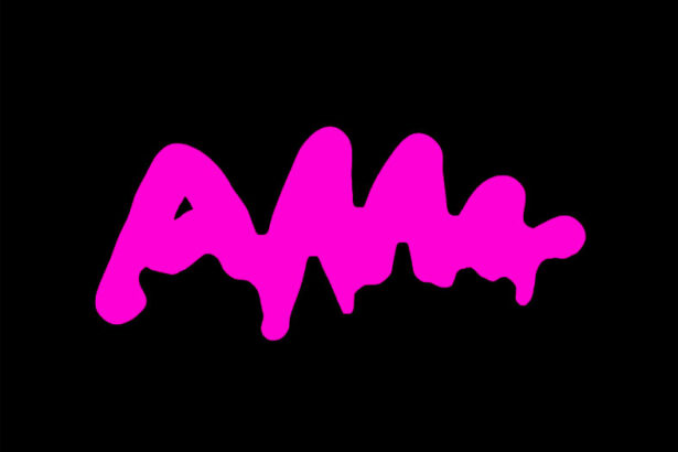 Amalgamated wonders of the world logo brand in pink on black hand written A W W.